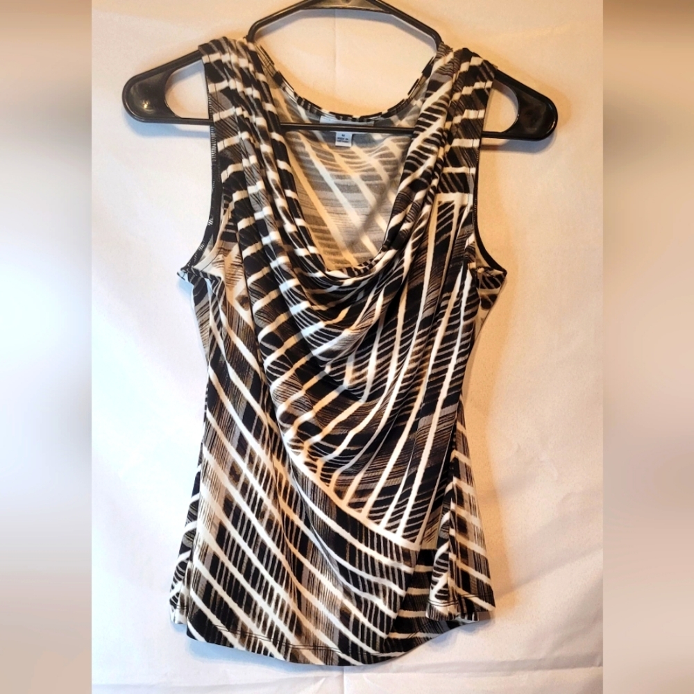 Calvin Klein Women's Sleeveless Top, Brown and White, Size Med